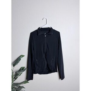 Nike Dri-FIT Full Zip Track Jacket Black Mock Neck Activewear Women Medium
